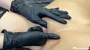 sexy lesbians fingering in fishnets