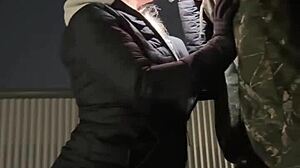 Couple Caught Licking Ass in Snowy Outdoors with Intense Cumshots