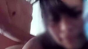 Latina beauty enjoys intimate moment with close friend