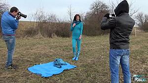 Myfirstpublic Public Threesome With Nasty Brunette Needing All Cocks