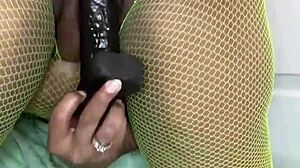 59 year old mature takes thick chocolate dildo