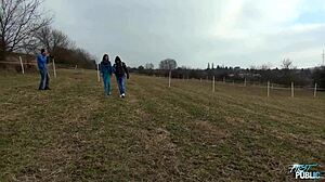 Myfirstpublic Public Threesome With Nasty Brunette Needing All Cocks