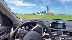 Cute Latina in lingerie rides hard at abandoned beach kiosk.