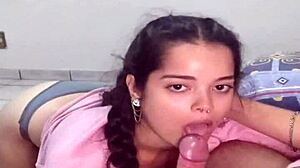 White Moon's Deep Throat Blowjob Ends with Cum in Pussy