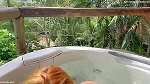 Redhead Sucks And Rides In Bathtub