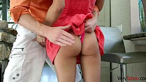 Young Brunette Shows Respect to Stepdad with Blowjob