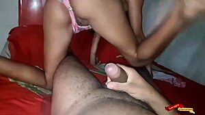 Feeling the intense orgasm as the sexy teen sits her ass on Leo Ogro's cock in anal session.