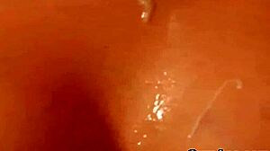 Slutty honey gets jizz shot on her face swallowing all the jizm