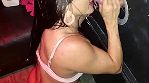 Cute Latina loves glory hole in swing orgy 😍