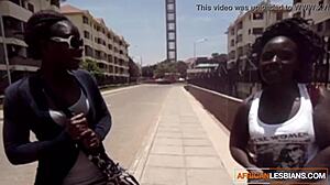 Ebony lesbians make out in shower after shopping spree