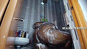 Ebony Nigerian Couple's Steamy Shower Doggystyle - Mara Exotic