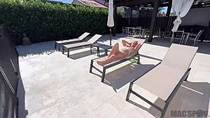 Petite Blonde Krissy Knight's Rough Poolside Fucking