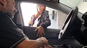 Risky Outdoor Teasing On Public Street For Redhead College Amateur