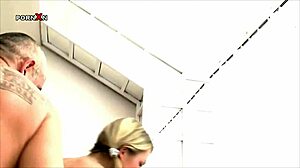 Blonde teen sucks balls and fucks