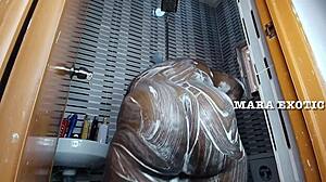 Ebony Nigerian Couple's Steamy Shower Doggystyle - Mara Exotic