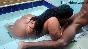 Sexy Fat Latina Takes Monster Cock Anal In Pool