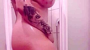 Sexy Babe Gropes Big Tits In Wet Shower Scene