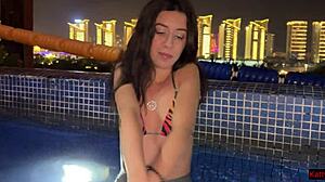 pool girl gets stranger off in 3 minutes at hotel! wild bedroom action!