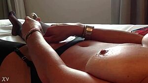 Woman Uses Dildo in Lingerie to Masturbate and Orgasm