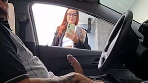 Risky Outdoor Teasing On Public Street For Redhead College Amateur