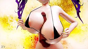 big tits babe in bikini enjoys cock play with monster dick