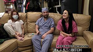 Blaire Celeste in latex sucks cock while getting pussy blasted hard.