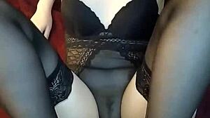 Trying a footjob in stockings for the first time