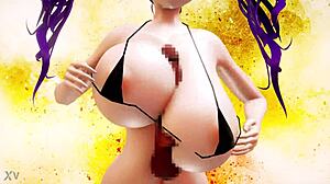 big tits babe in bikini enjoys cock play with monster dick