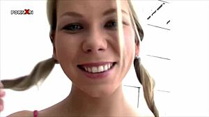 Blonde teen sucks balls and fucks