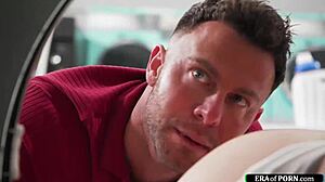 i'm stuck in this laundry machine, blonde babe needs help and i'll do anything