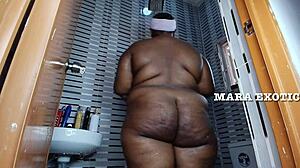 Ebony Nigerian Couple's Steamy Shower Doggystyle - Mara Exotic