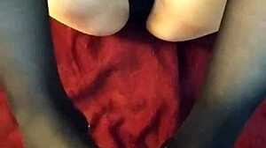 Trying a footjob in stockings for the first time