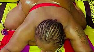 In lesbian bondage, she interrogates with foot tickling and vibrator