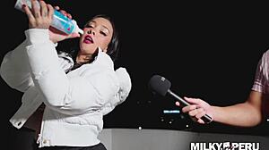 Beautiful Brazilian shows huge ass during interview, wants to suck Peruvian dick