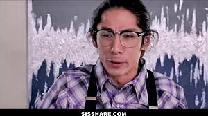 hot teen stepsister gets shared by nerdy bros