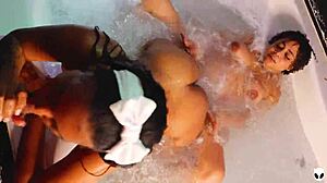 Ebony And Khalessi Share Hot Jacuzzi Threesome