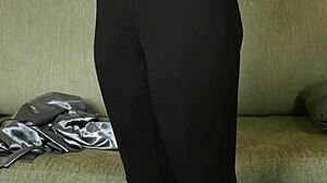 Photoshoot Featuring Hazel Ash in Shiny Button Down and Yoga Pants