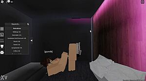 My girlfriend gives a footjob in Roblox