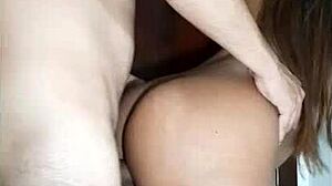 Teen feels delicious pleasure taking cum in her ass on all fours.