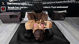 I'm destroying my friend's tight pussy in this roblox-inspired scene