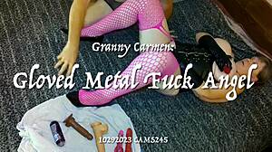 Granny Carmen Gets Gloved and Fucked by Metal Angel