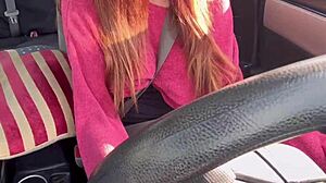 Artemisia Love, Italian milf, flashing her big tits while driving?