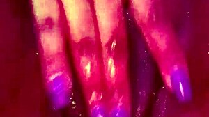 ebony babe masturbates her pussy until she cums hard.