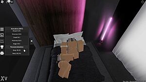 My girlfriend gives a footjob in Roblox