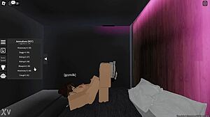 My girlfriend gives a footjob in Roblox