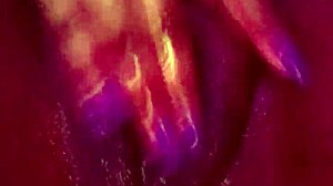 ebony babe masturbates her pussy until she cums hard.