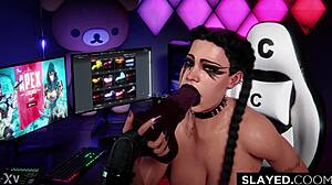 Loba demonstrates deepthroat blowjob techniques in detailed sucking lesson.