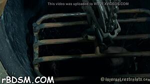 gagged and tied up bondman gets vibrator treatment in femdom session.