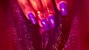 ebony babe masturbates her pussy until she cums hard.