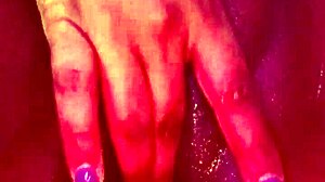 ebony babe masturbates her pussy until she cums hard.